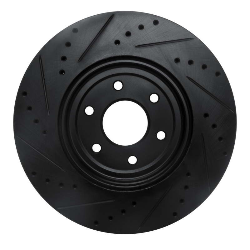 Nissan Pathfinder Brake Rotor (1) - Front Right - R1 Concepts - Drilled & Slotted - Black - `08-`11